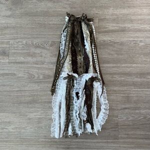 Handmade Cottagecore Festival Ribbon Hair Bow: Lace Boho Clip-In Streamer